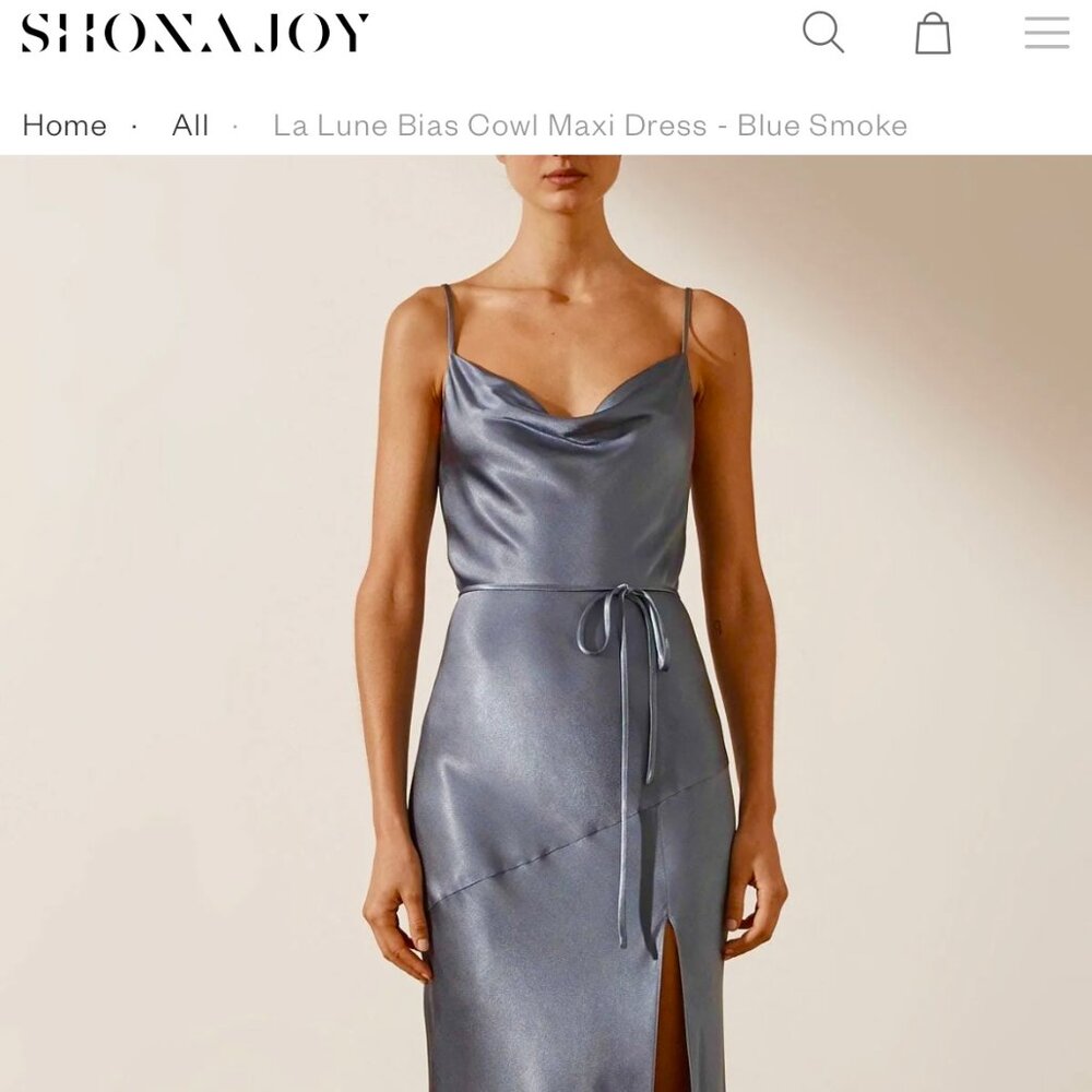 Shona Joy - 'La Lune' Bias Cowl Maxi Dress in Blue Smoke - Picture 2 of 9